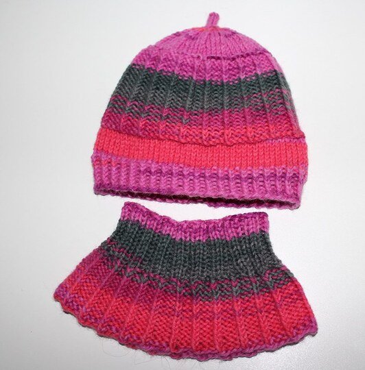 Strickanleitung Schalkragen + Mütze, 2 Größen, 6 - 36 Monate