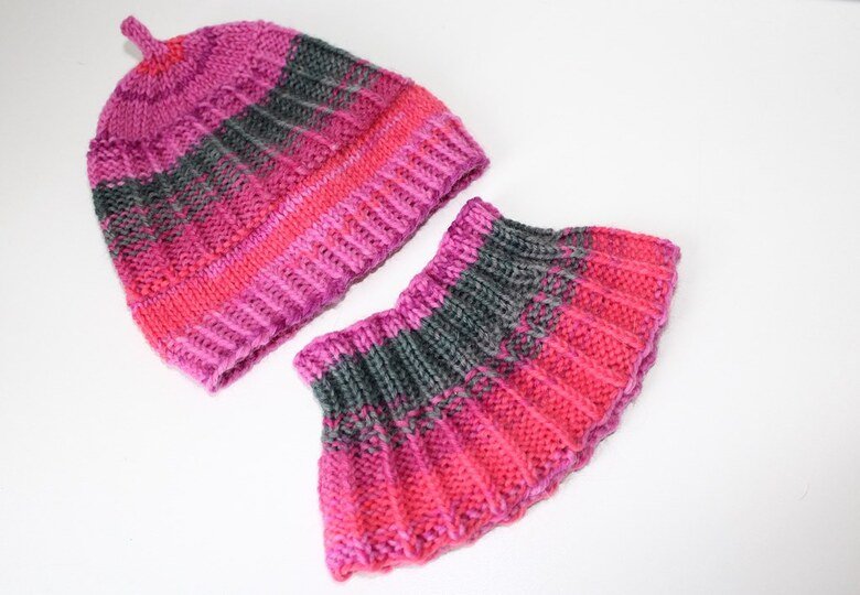 Strickanleitung Schalkragen + Mütze, 2 Größen, 6 - 36 Monate