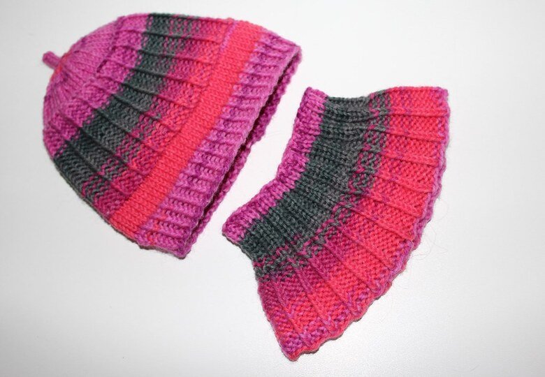 Strickanleitung Schalkragen + Mütze, 2 Größen, 6 - 36 Monate