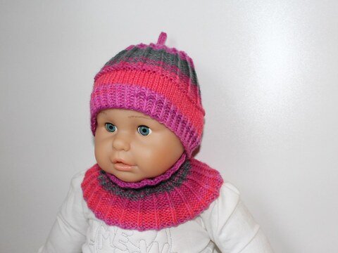 Strickanleitung Schalkragen + Mütze, 2 Größen, 6 - 36 Monate
