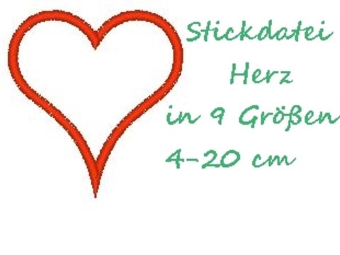 Stickdatei Herzapplikation in 9 Größen Herz
