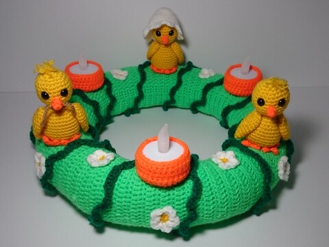 PDF Häkelanleitung - Amigurumi - Osterkranz - "Küken"