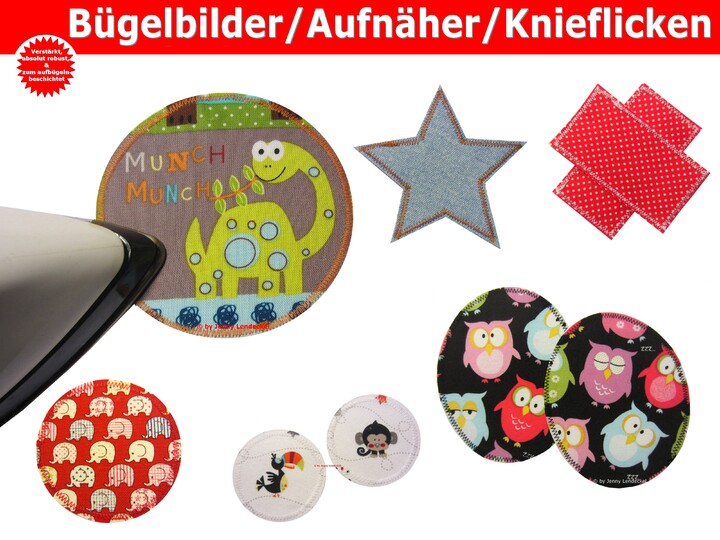 Reissfeste Bügelbilder/Aufnäher/Patches/Knieflicken zum selber machen - Schablonen und Anleitung