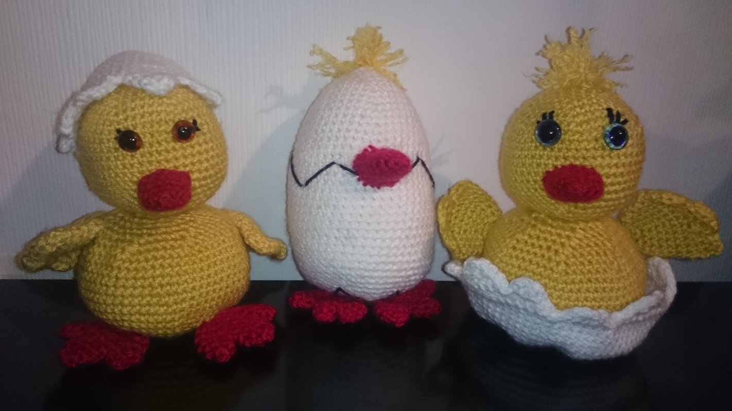 Häkelanleitung Osterkükenbande (ca. 15 cm hoch)