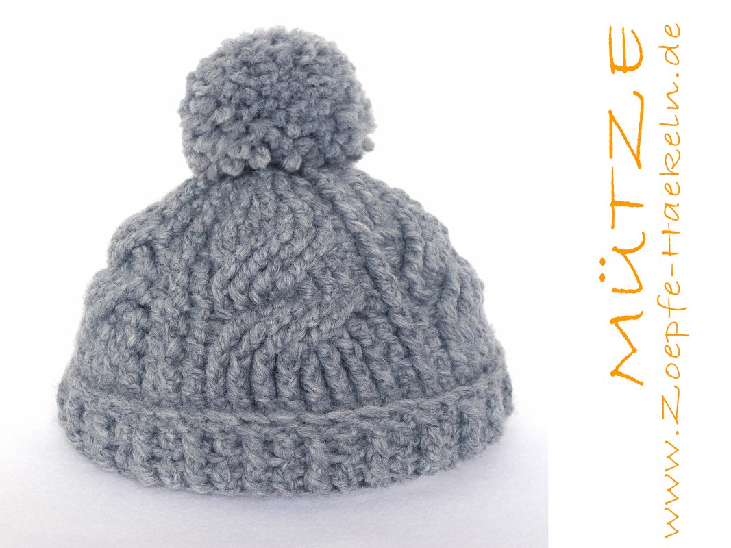 Mod. 006 - Häkelanleitung - Mütze mit Zopfmuster