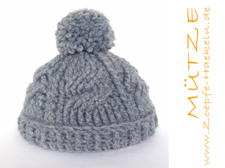 Mod. 006 - Häkelanleitung - Mütze mit Zopfmuster