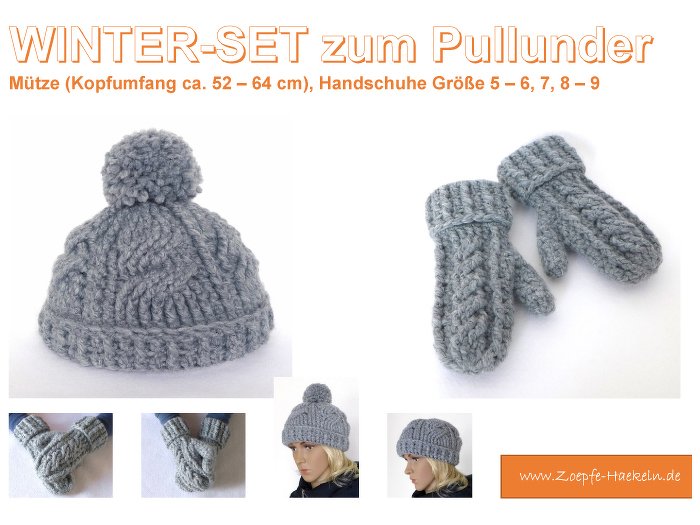 Mod. 008 - Häkelanleitung - Winterset mit Zopfmuster