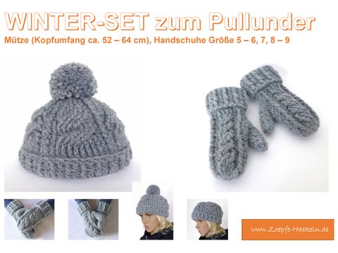 Mod. 008 - Häkelanleitung - Winterset mit Zopfmuster