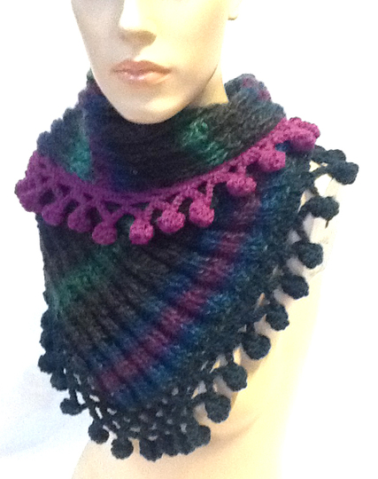 Loop, Halswärmer, Schal, "Schluckaufloop mit Bommelborte"