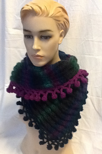 Loop, Halswärmer, Schal, "Schluckaufloop mit Bommelborte"