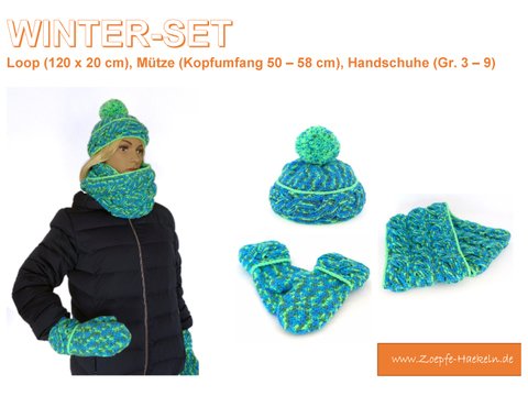 Mod. 004 - Häkelanleitung - Winterset mit Zopfmuster
