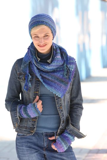 Tuch mit Mütze und Armstulpen häkeln