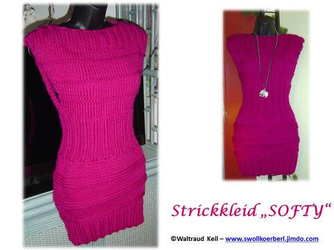 Strickanleitung Strickkleid SOFTY ohne Ärmel - alle Garne