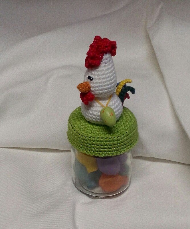 Häkelanleitung Andreas der stolze Gockel / Dekobezug für Bonbonglas / Deckelbezug für Marmeladenglas - Bild 3