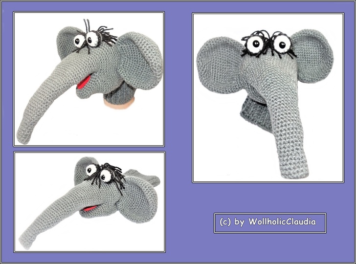 Häkelanleitung Handpuppe Elefant