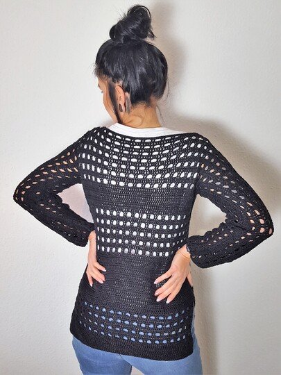 65 Häkelanleitung Pullover mit Lochmuster Lena