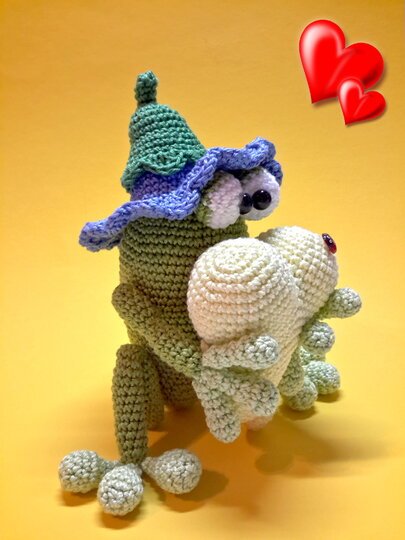 Häkelanleitung Fröschlein Valentin mit Herz in 2 Varianten