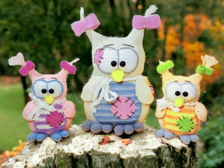 Owl-Mom and Babys - Crochet Pattern from Diana´s kleiner Häkel