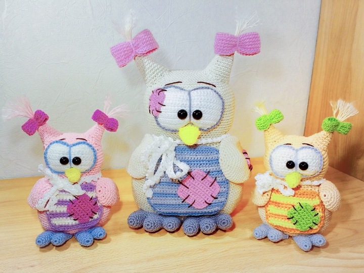 Owl-Mom and Babys - Crochet Pattern from Diana´s kleiner Häkel