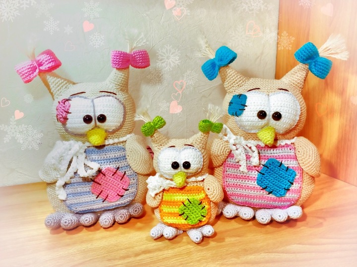 Owl-Mom and Babys - Crochet Pattern from Diana´s kleiner Häkel