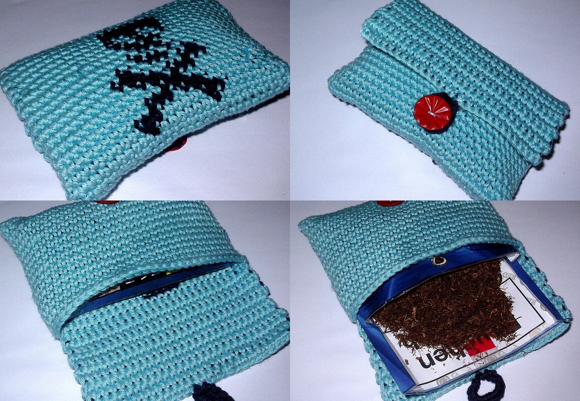 Häkelanleitung Tabakbeutel Skull Totenkopf Schminktäschchen 