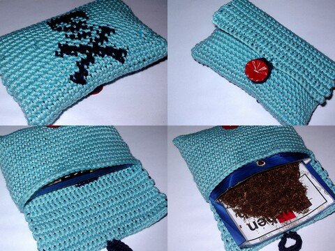 Häkelanleitung Tabakbeutel Skull Totenkopf Schminktäschchen 