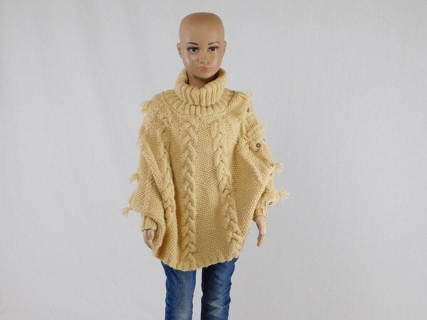*Strickanleitung* Poncho-Pullover mit Eulen und Zöpfen Gr. 134/140/146 - Bild 14