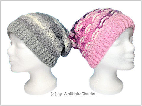 Häkelanleitung Wendemütze - Wendebeanie Muschelmuster