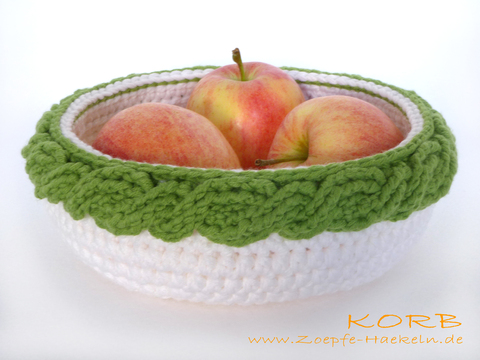 Mod. 013 - Häkelanleitung - Korb mit Zopfmuster