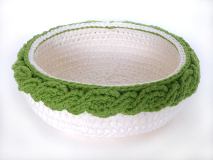 Mod. 013 - Häkelanleitung - Korb mit Zopfmuster