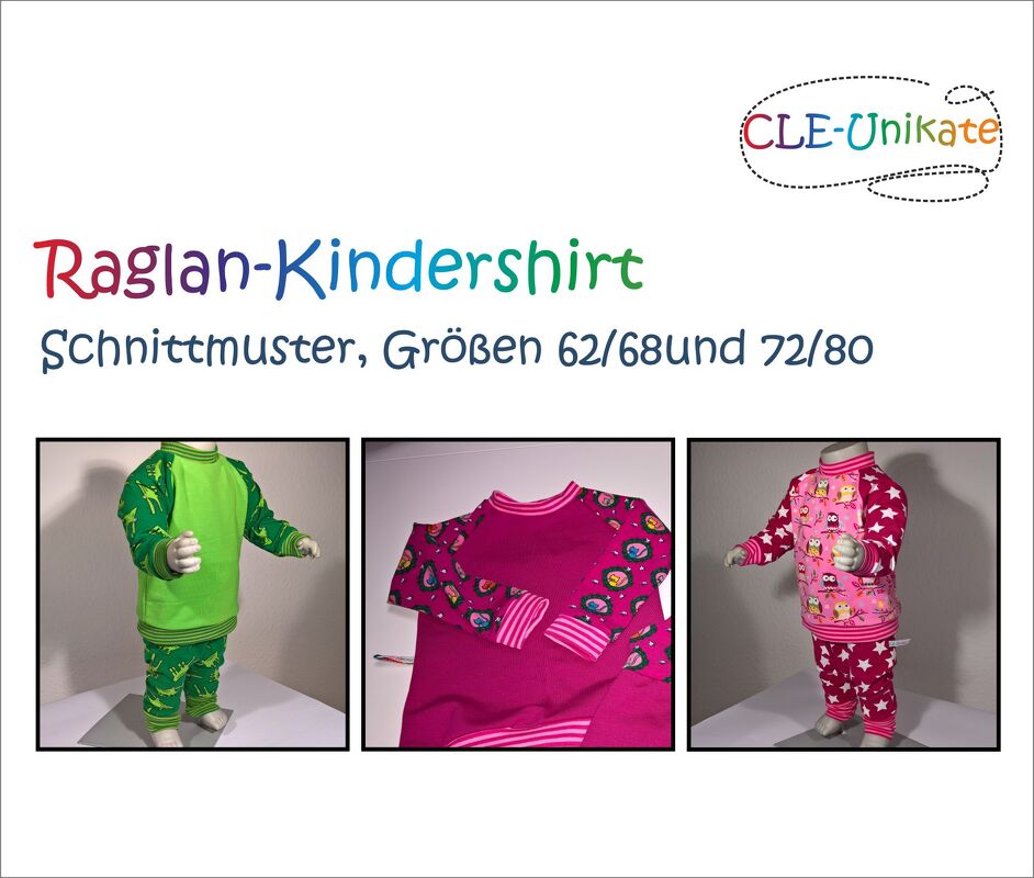 Raglan-Kindershirt, Größen 62/68 und 74/80