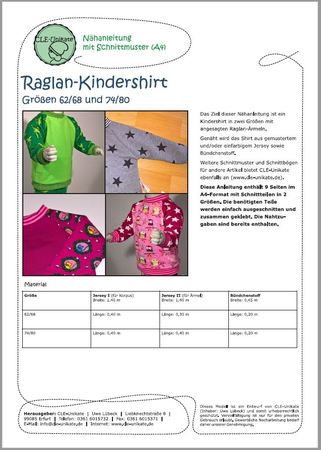 Raglan-Kindershirt, Größen 62/68 und 74/80