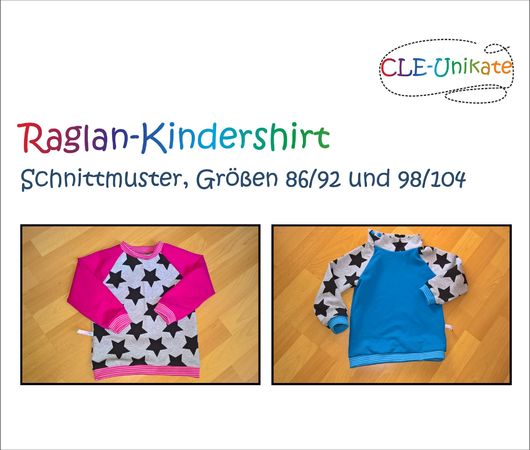 Raglan-Kindershirt, Größen 86/92 und 98/104