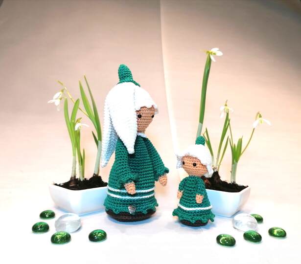 Schneeglöckchen Malte mit Kind - Häkelanleitung