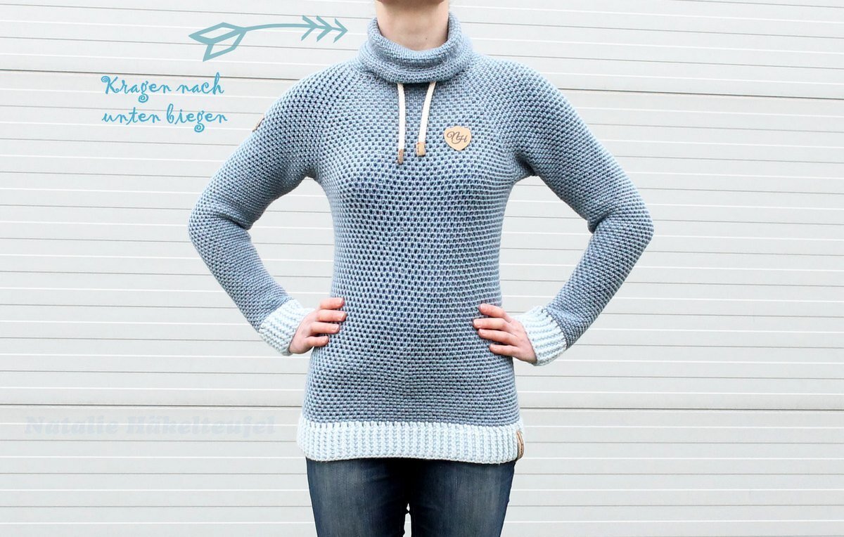 Hoody "Jeans", Size S-XXL, Raglan, seamless, PDF + Link to video - Image 12