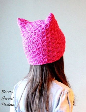 Cat Ears Hat Pattern, Pussy Hat Pattern, Kitten Ear Beanie