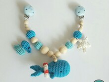 Kinderwagenkette Wal mit Rettungsring Fischen und Seestern, H&auml;kelanleitung