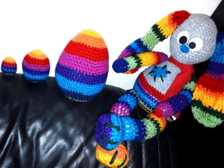 e-Book * kunterbuntes Maxi-XL-Eier * Amigurumi, Osterei, pdf-Datei, Häkelanleitung Maxiei, buntes XL-Häkelei