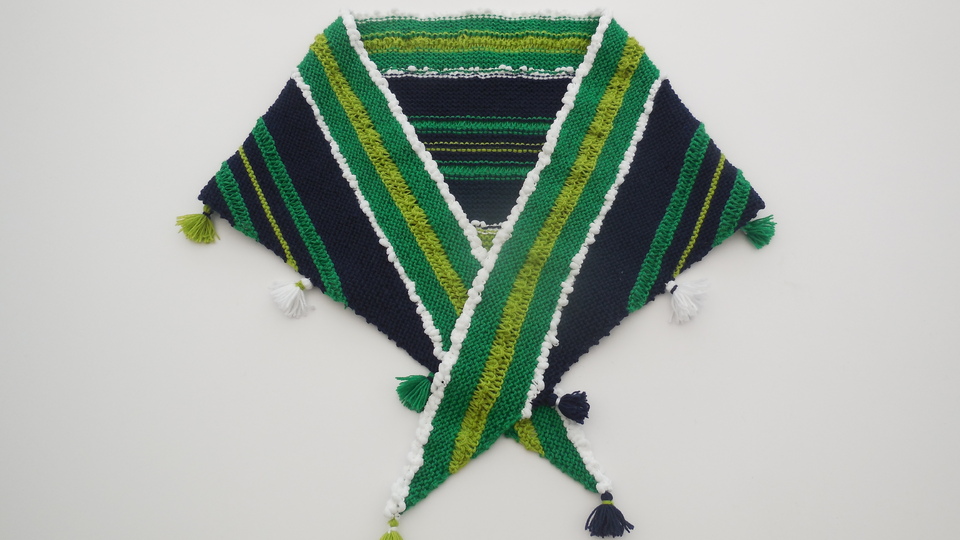 Strickanleitung Tuch mit Troddeln - Schal - ca. 170 x 50 cm