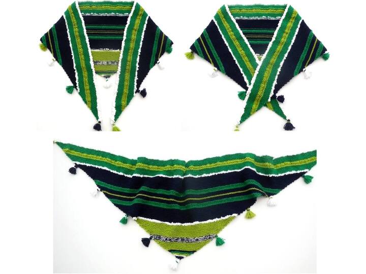 Strickanleitung Tuch mit Troddeln - Schal - ca. 170 x 50 cm