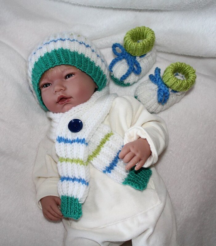 Strickanleitung Baby-Set, Mütze, Booties, Schal, ca. 2 - 7 Monate - Bild 9