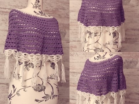 Häkelanleitung Schulterwärmer/Poncho "Purple" - alle Größen!