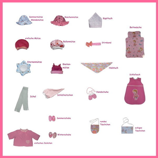 Schnittmuster 38 Modelle für Gr: 32cm Puppenkleidung