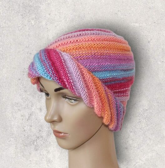 Strickanleitung Wirbel-Beanie, Spiralmütze für Erwachsene   #133
