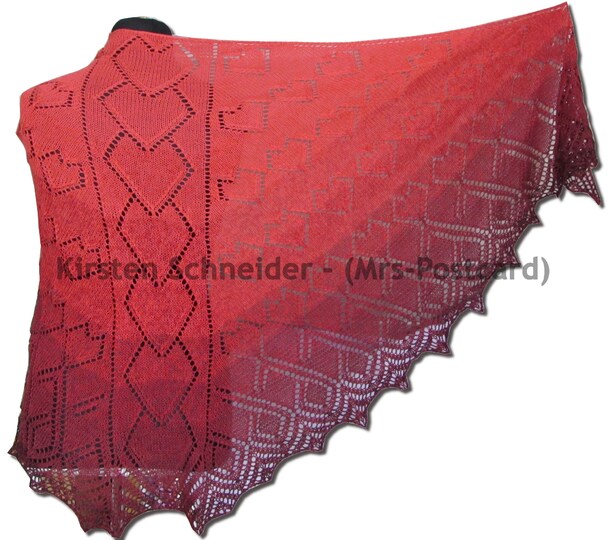 Anleitung für das Tuch Liebelei - ein Dreieckstuch ohne Spitze - mit 2 Abschlußkanten