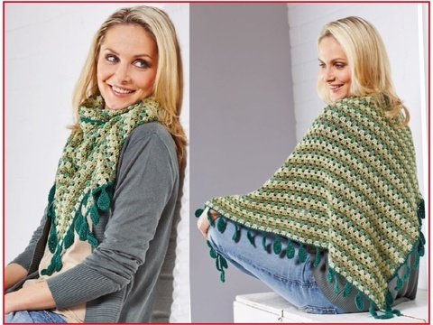 Tuch "Wald" Häkeln mit Blätterranken