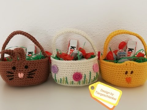 Häkelanleitung Dreierlei Mini-Osterkörbchen