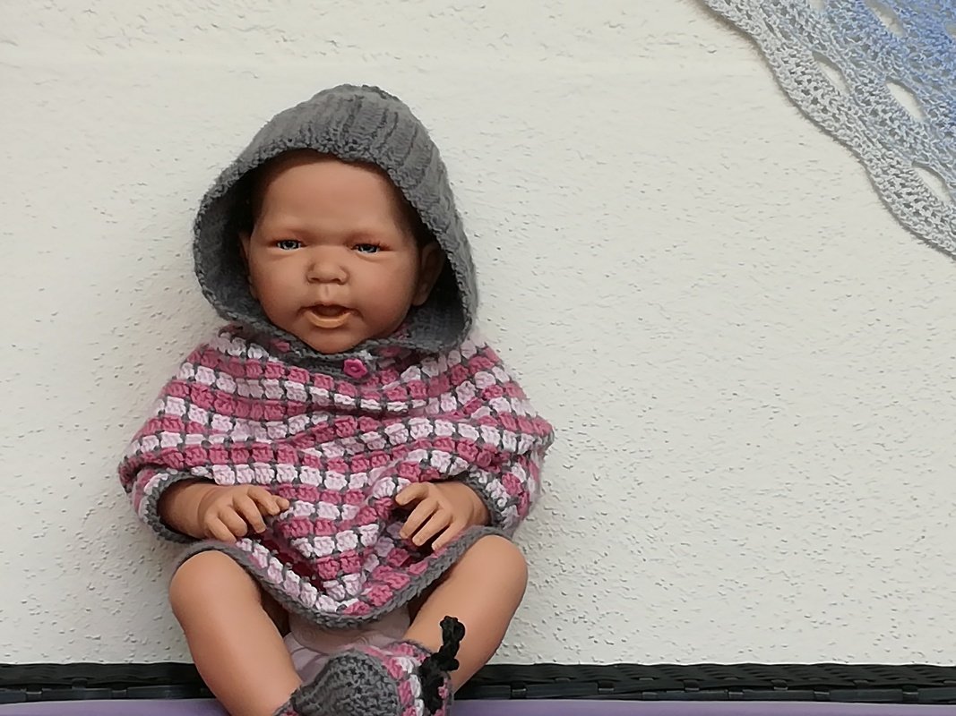 Baby Poncho *Pünktchen* niedlicher Poncho / Pulli einfach gehäkelt Gr. 56 - 86 