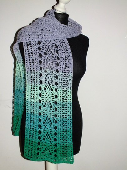 Häkelanleitung Lace Stola Filetinao Lochmuster für Bobbel