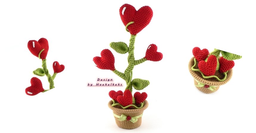 Heartflower in a pot -- Crochet Pattern by Haekelkeks